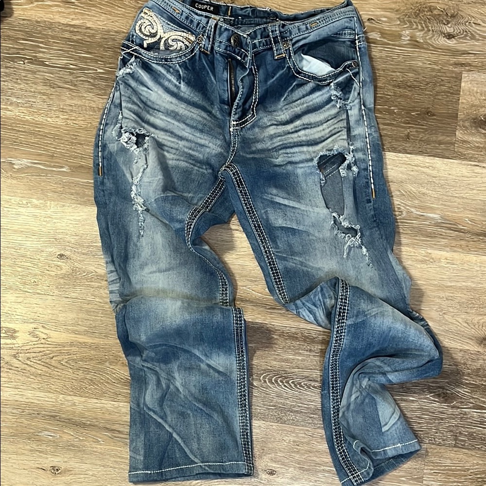 Affliction Men's Blue Distressed Jeans